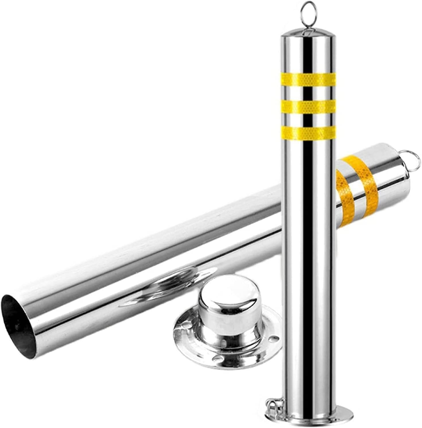 Stainless Steel Driveway Safety BollardsDurable Parking Posts for Garage & Private Parking Protection Enhance Security & Prevent Unauthorized Access