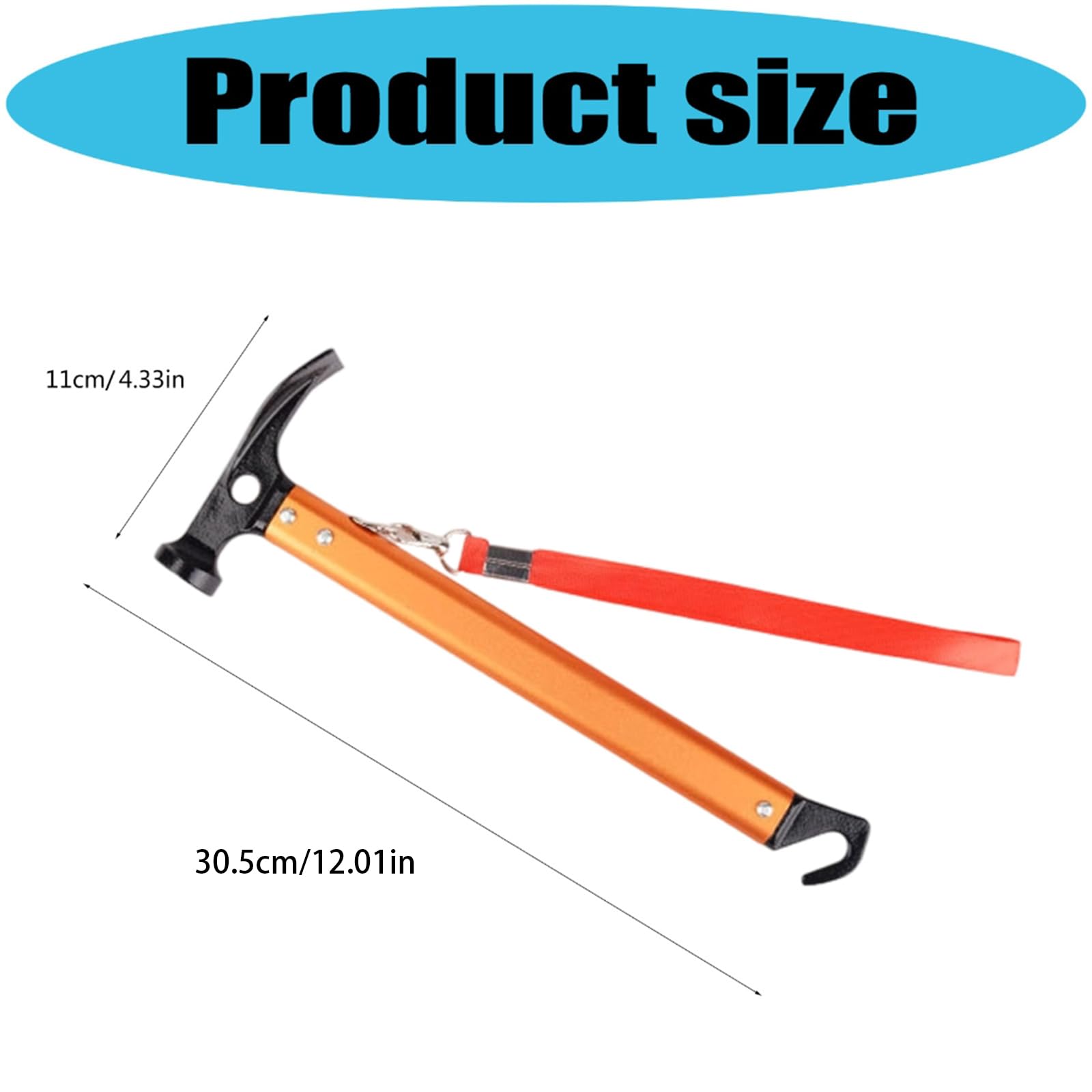 Marteau de camping multifonctionnel avec extracteur de piquets de tente pour extérieur randonnée tente maillets