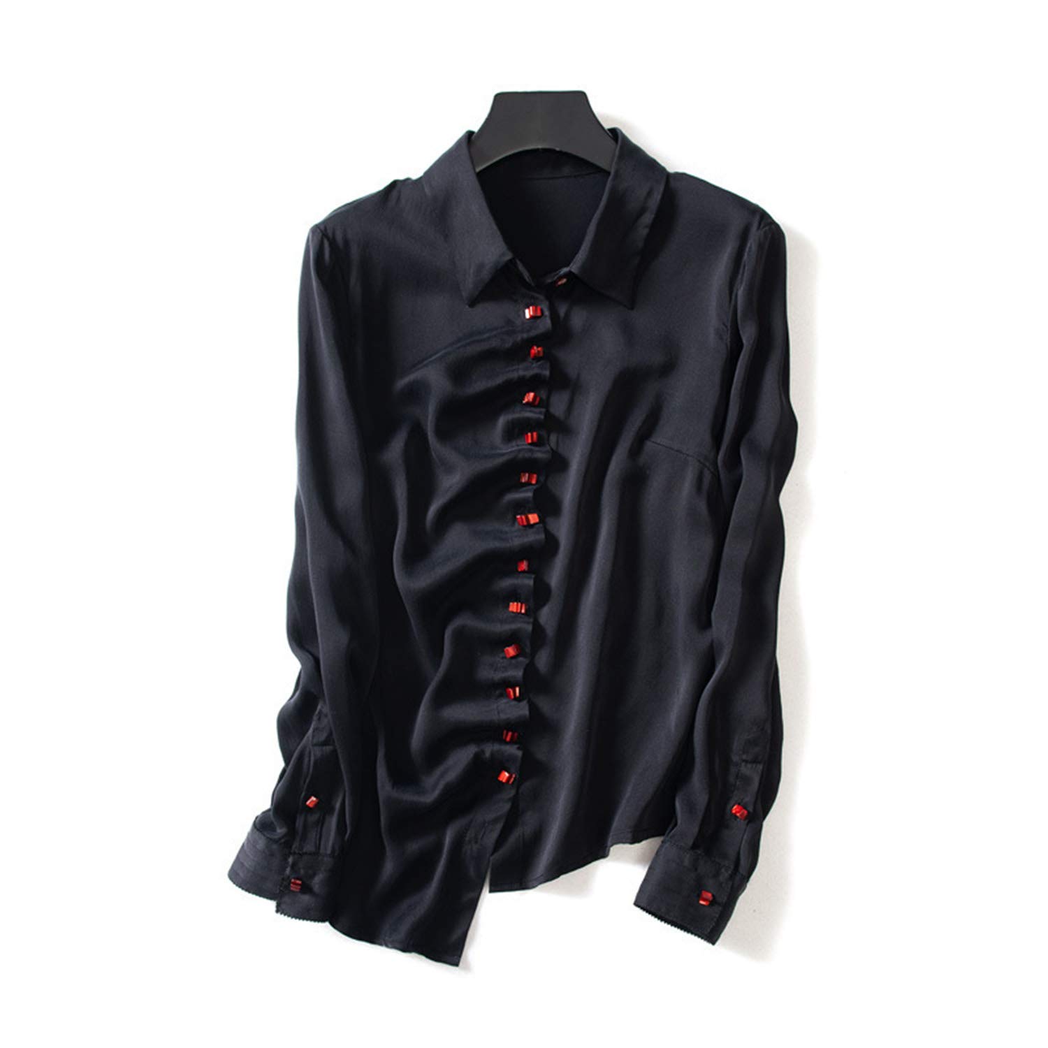 Camicia Elegante A Maniche Lunghe Tinta Unita, Top in Seta da Donna, Blusa