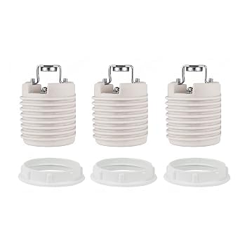 Keyless Porcelain Threaded Socket with Hickey,TWDRTDD Medium Base E26 Threaded Keyless Porcelain Lampholder Pack of 3