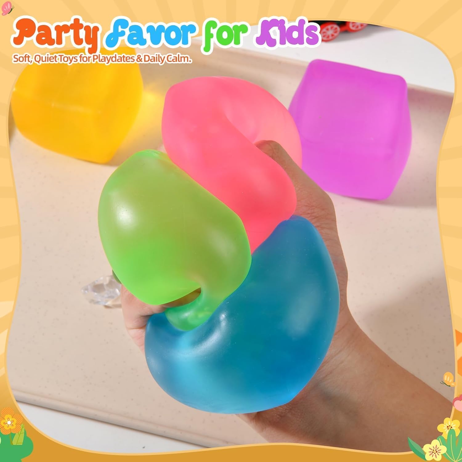 Cheese Squishy Toy, Slow-Rising Cheese Squishy Squeeze Block, Stress Balls for Adults, Stress & Anxiety Relief Fidget Gift,Stress-Relief Set for the Office and Classroom (4PCS)