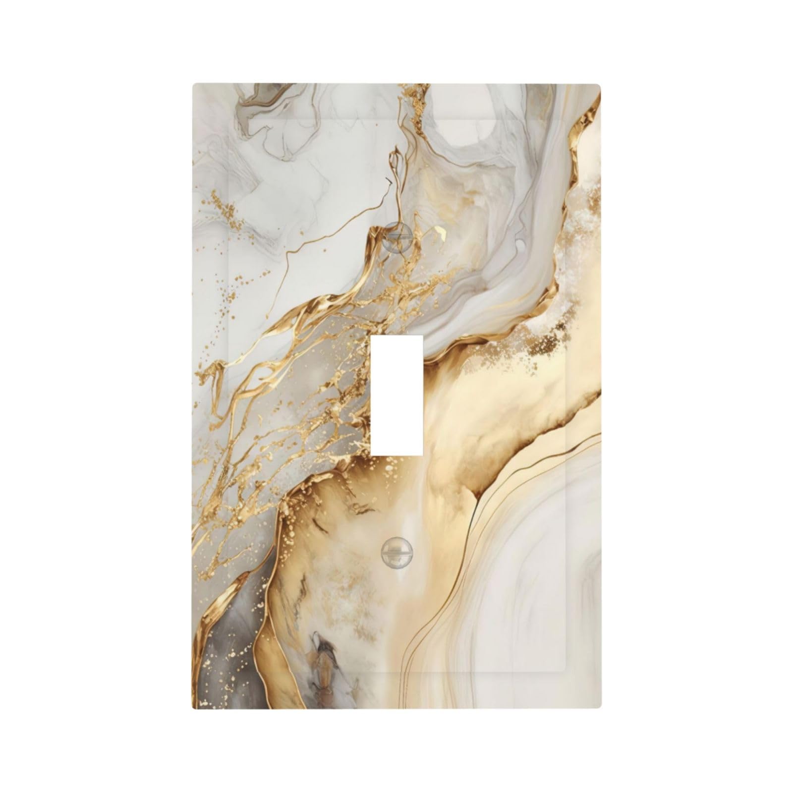 White Gold Marble 1 Gang Single Toggle Light Switch Cover Wall Plate Decorative Grey Golden Electrical Switchplate Faceplate for Bathroom Kitchen Bedroom(Plastics)-image-17