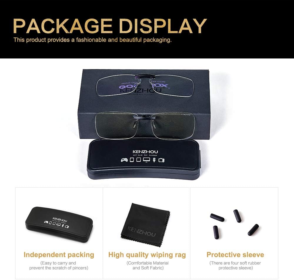 Hottest Sales Clip-on Blue Light Blocking Glasses Unisex 99.9% Anti Blue Ray Computer Glasses 2 Pack (Transparent)