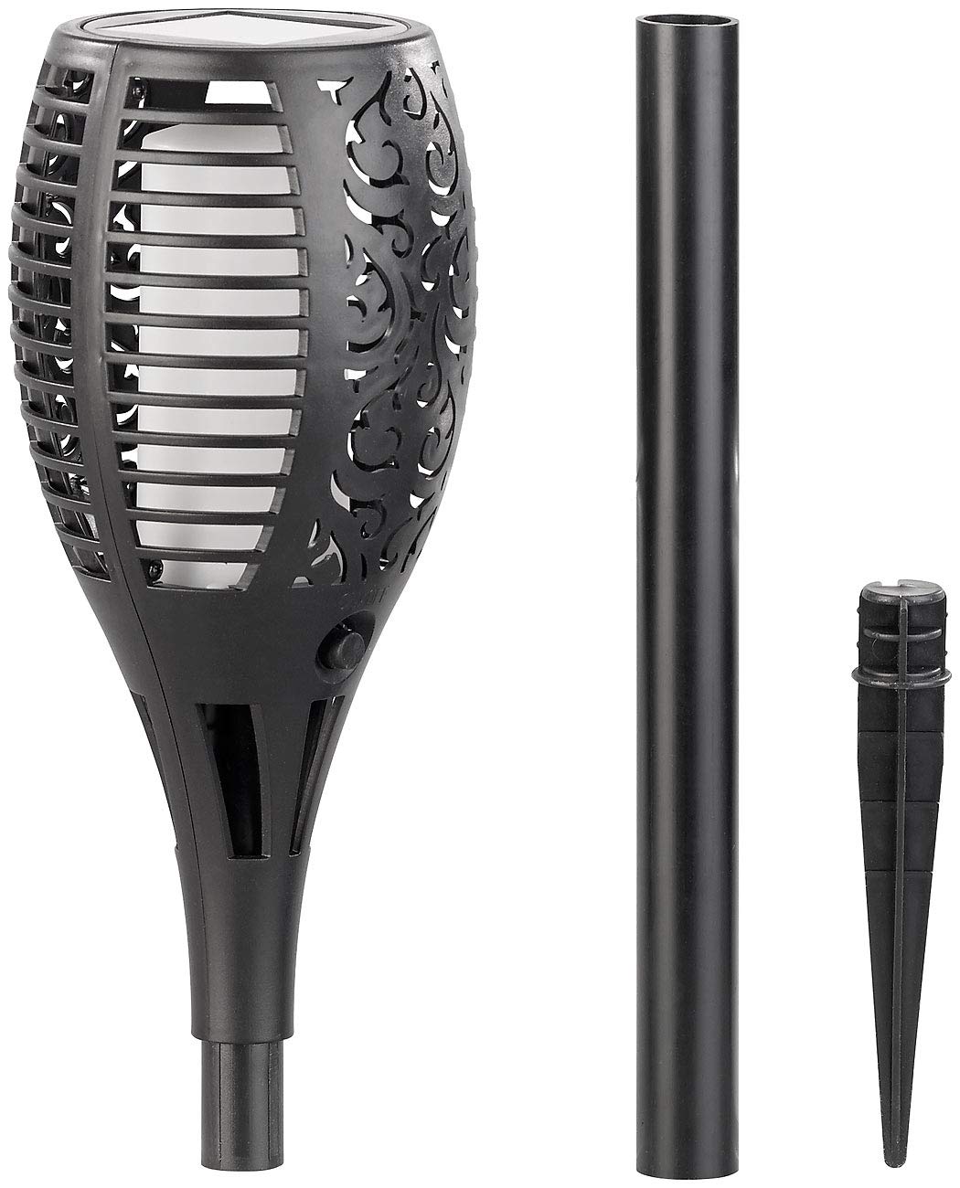 Lunartec Solar Garten Fackel 4er-Set LED-Solar-Gartenfackeln mit Flammen-Effekt und Akku 58 cm