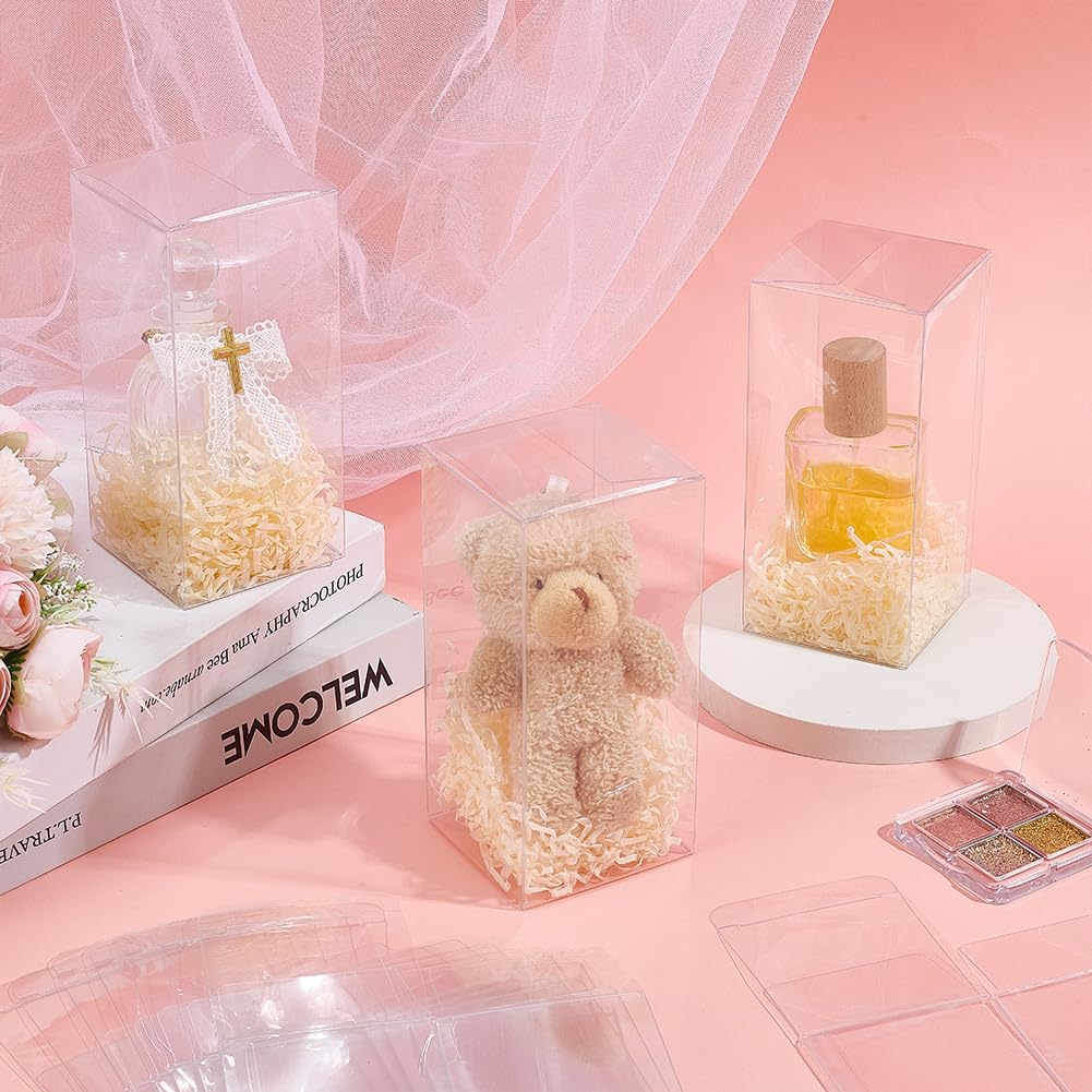 68 scatole trasparenti, 7,1 x 7,1 x 15,1 cm, grandi scatole trasparenti in PVC, in plastica, per matrimoni, feste, baby shower, confezioni regalo per San Valentino