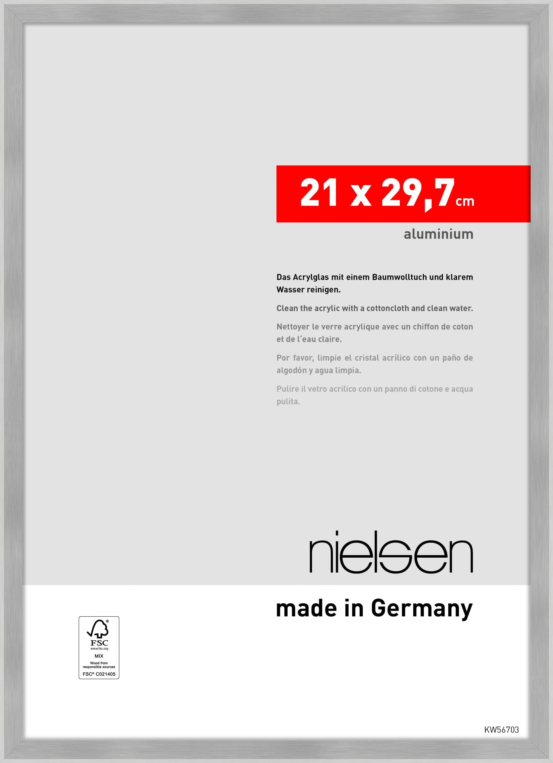 nielsen Atlanta Aluminium Frame, 21 x 29.7 cm (A4), Matt Silver Frame