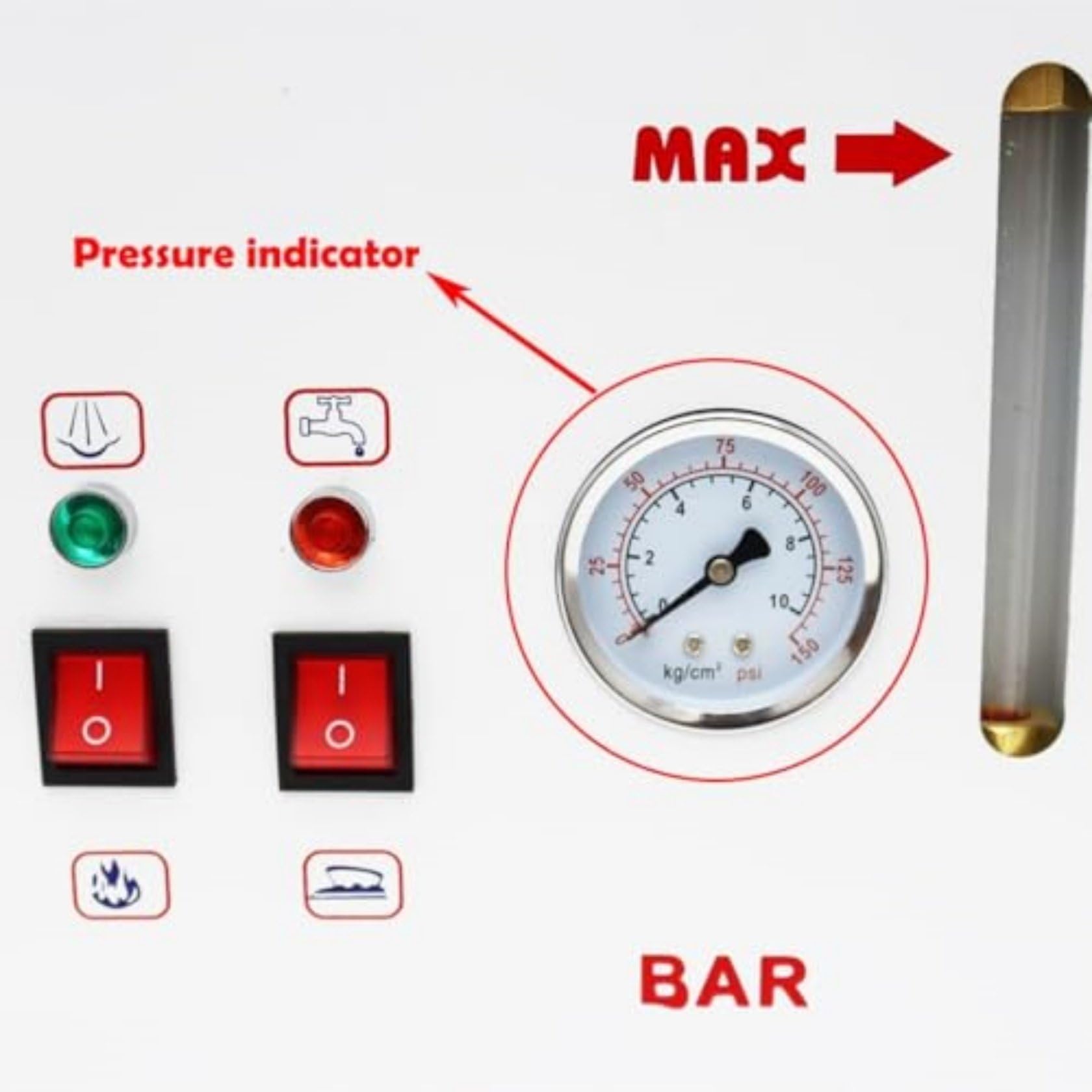 Dampfbügeleisen-Boiler-Set, 1600 W, 4 l Tank, Manometer | Professionelles Bügeln für Kleidung, Vorhänge, Teppiche, ideal für chemische Reinigungen, Schneidereien