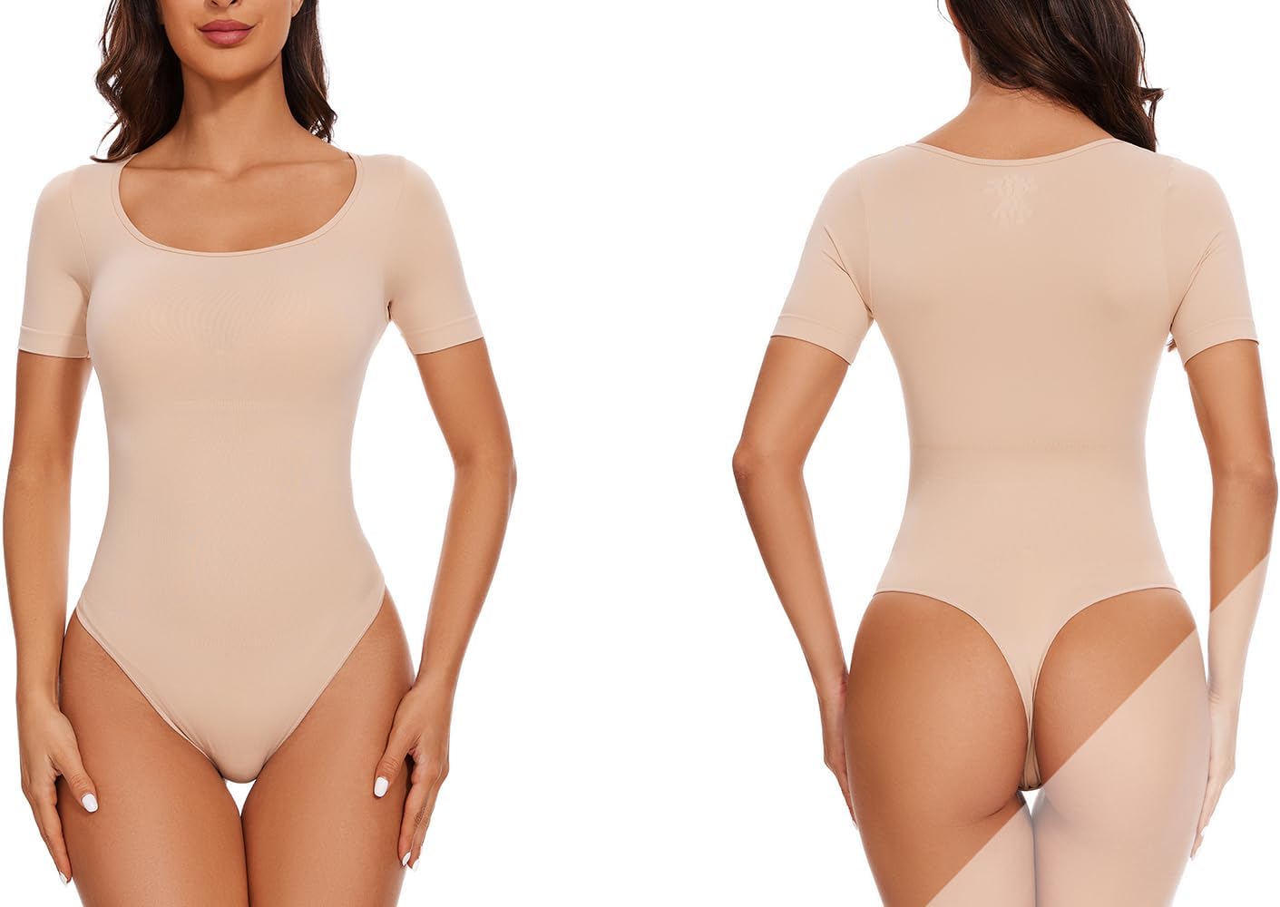 KSKshape Short Sleeve Bodysuit for Women Tummy Control Scoop Neck Shapewear Bodysuit Tshirt Top - Image 2