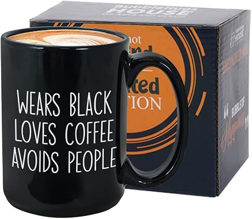 Bubble Hugs Taza de café para amantes del café, viste negro, ama el café, evita a la gente, amantes del café, amante de la cafeína, divertida,