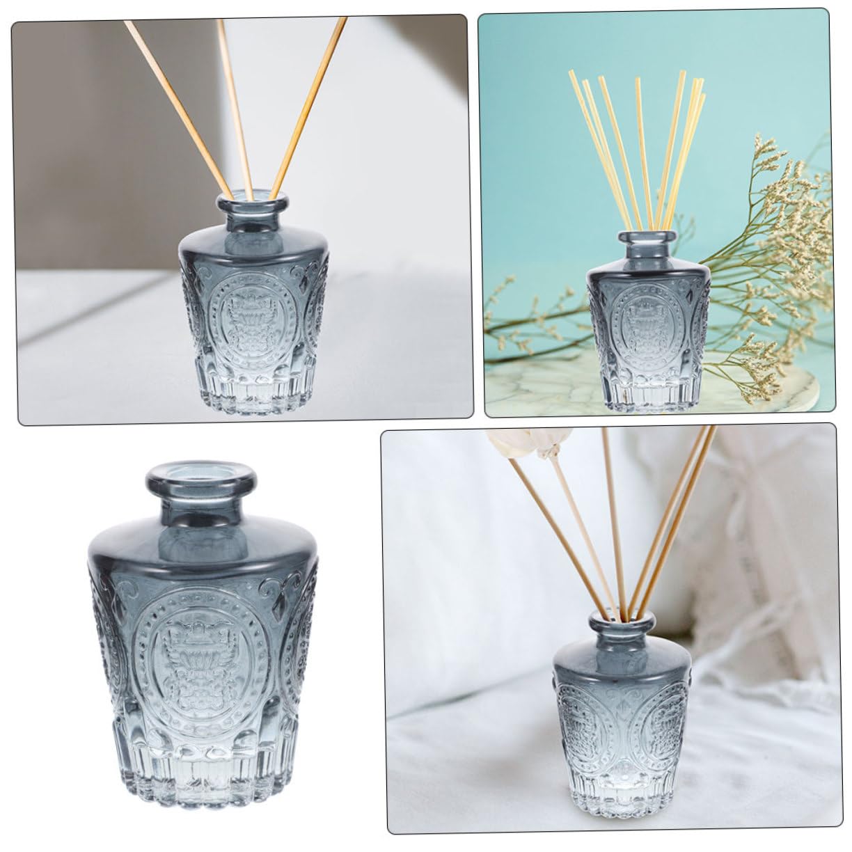 Cabilock Lot de 4 Diffuseurs de Parfum en Verre 130ml pour Maison, Diffusion Homogène des Arômes, Flacons Décoratifs Simples et Élégants pour Table