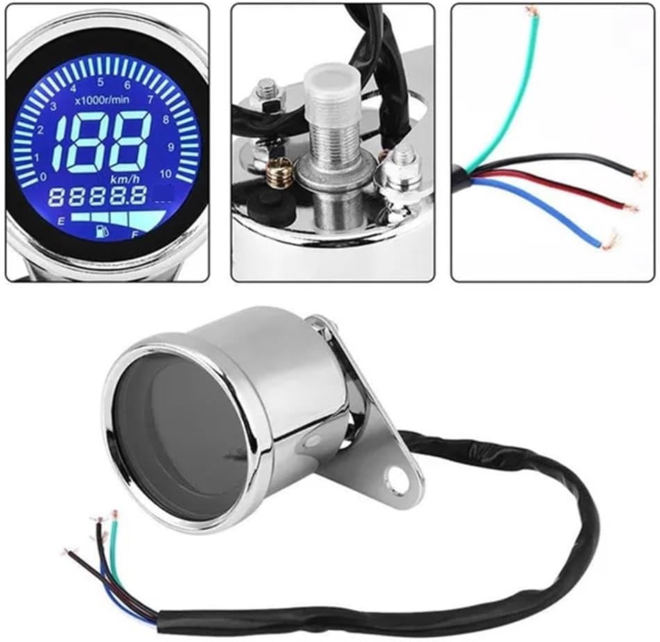 Motorcycle Odometer Gauge 12V Universal Motorcycle Tachometer Odometer Digital Gauge Motorbike Panel Tachometer