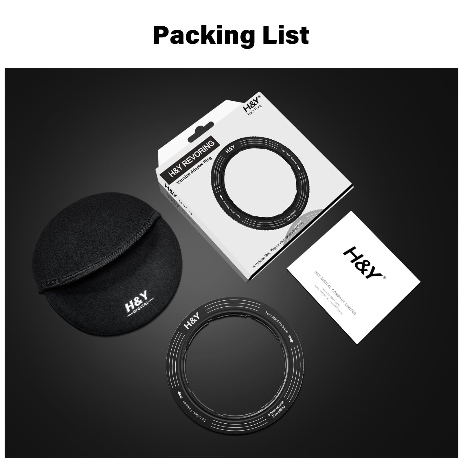 H&Y RevoRing - Anillo ajustable de 82-95 mm a 95 mm, anillo adaptador de filtro de lente variable, sistema de escalonamiento universal para 82 86 92 95 mm, color negro