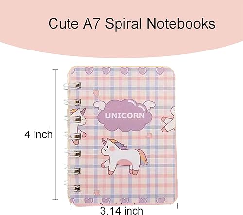 Miniatura 6 de 4 cuadernos pequeños en espiral tamaño A7, tamaño Kawaii, caricaturas, mini, bloc de notas en blanco, 80 hojas, 160 páginas para estudio, dibujo y