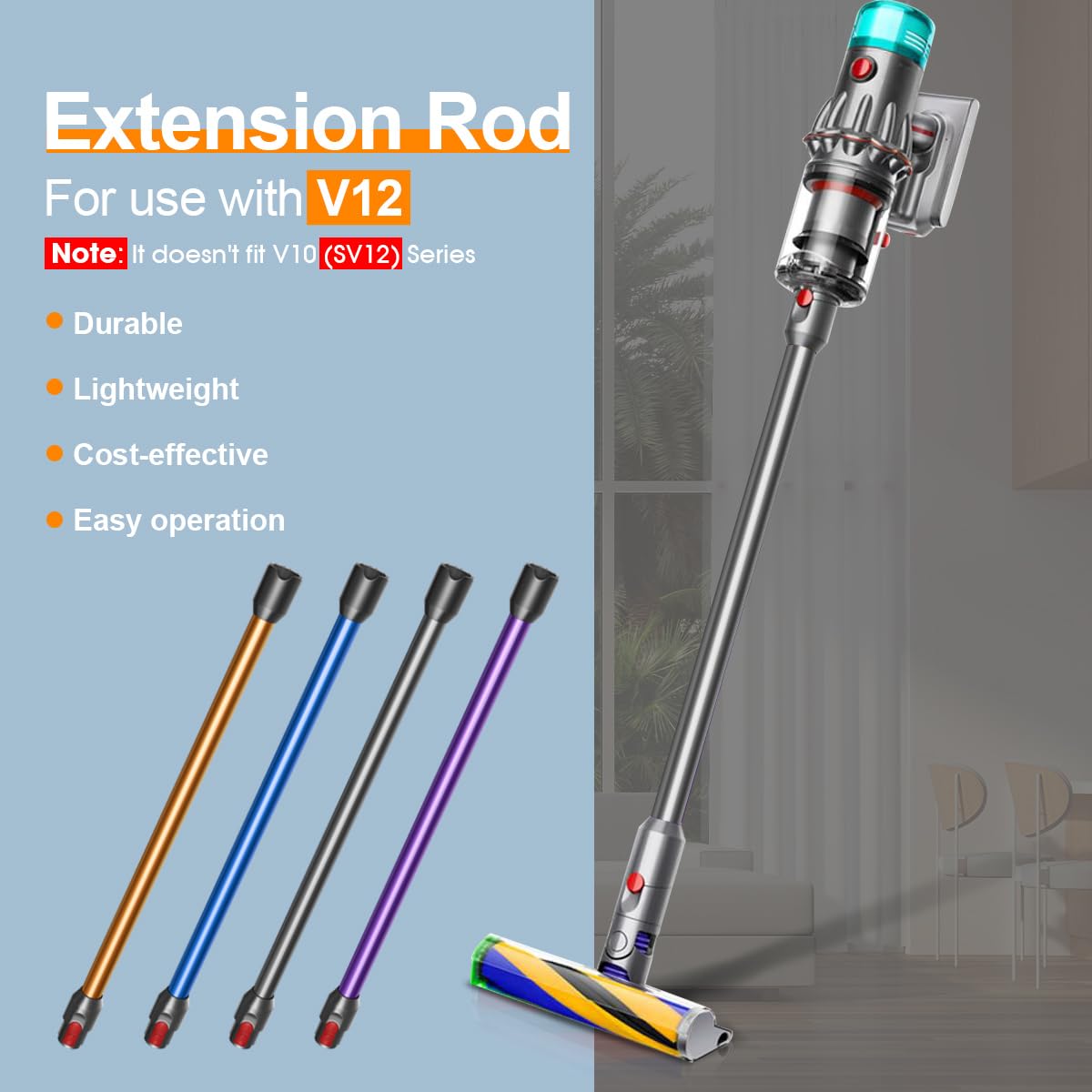 Zapasowa rura ssąca do odkurzacza Dyson V12 Detect Slim & Digital Slim, 74 cm (V12, srebrna)