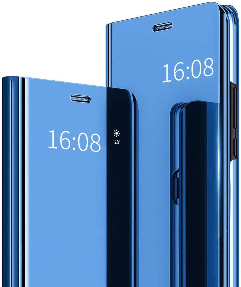 MadBee LG V30 Case [with Screen Protector Full Coverage Flexible Film], Electroplate Plating Kickstand Case Smart Clear View Cover for LG V30 (Blue)