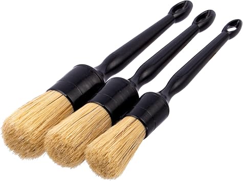 Car Detailing Brushes Set for Cleaning Car Wheel Rim, 3 Pack Automotive Cleaning Brushes Set Wet & Dry Use Scratch Free for Interior Exterior, Leather, Emblem, Wheel, Tire Nut