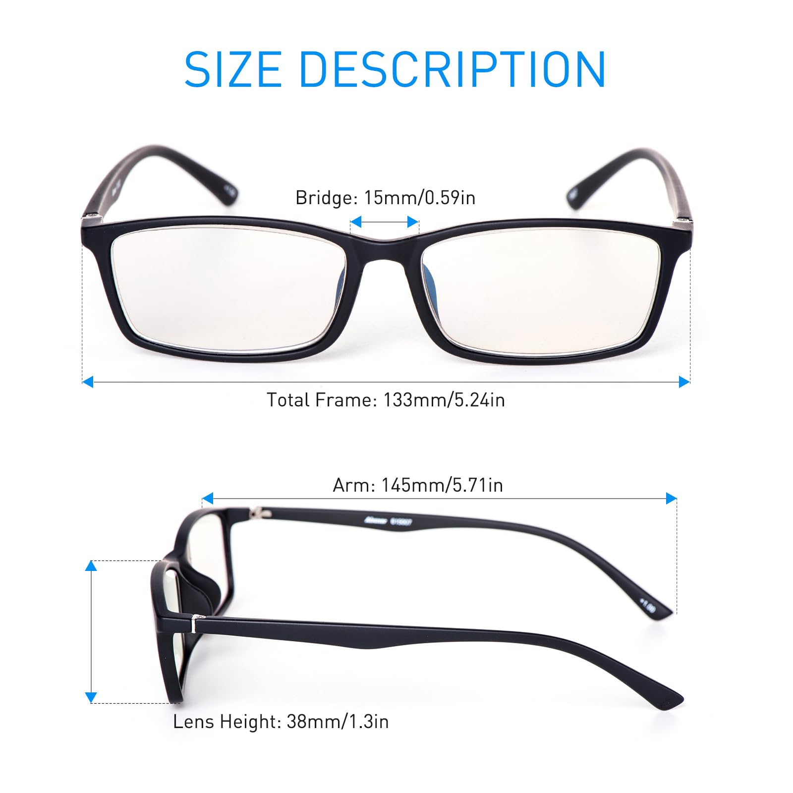 Lesebrille mit Blaulichtfilter, TR92-Gestell, ultradünne Gläser, leicht, Einstärkenbrille für Computer, Smartphones und PC, inklusive Brillenetui