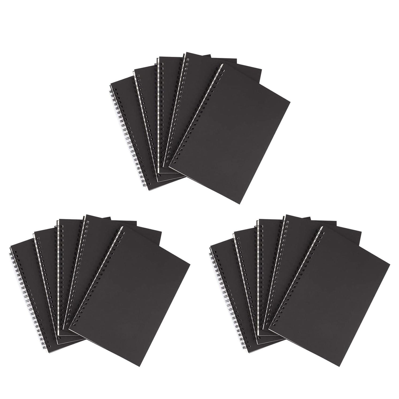 15PZ A5 Quaderno un Spirale Nero Quaderno per Schizzi Vuoto Quaderno Regole Confezione di Carta Bianca Spessa 50 Fogli 100 Pagine Sfoderate
