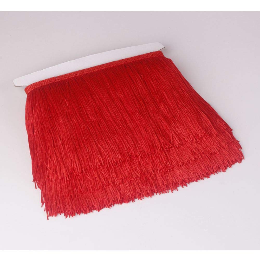 Heartwish268 Fringe Trim Lace Polyerter Fibre Tassel 6inch??? Wide 10 Yards Long for Clothes Accessories and Latin Wedding Dress and DIY Lamp Shade Decoration Black White Red (Red)