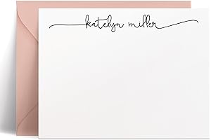 Personalized Flat Stationery Notecards with Envelopes for Women or Girls