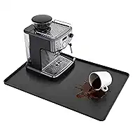 24x16 Inch Coffee Mat - Durable & Easy to Clean, Multi-Purpose Dishes Drying Mat for Coffee Bars and Kitchen Countertops (Black)