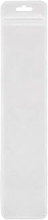 QQ Studio Pack of 100 Flat Clear Front Color Design Poly Plastic Flat Front Opening Zip Top Hang Hole Bags for Electronic Accessory Products (Clear & White, 2.4