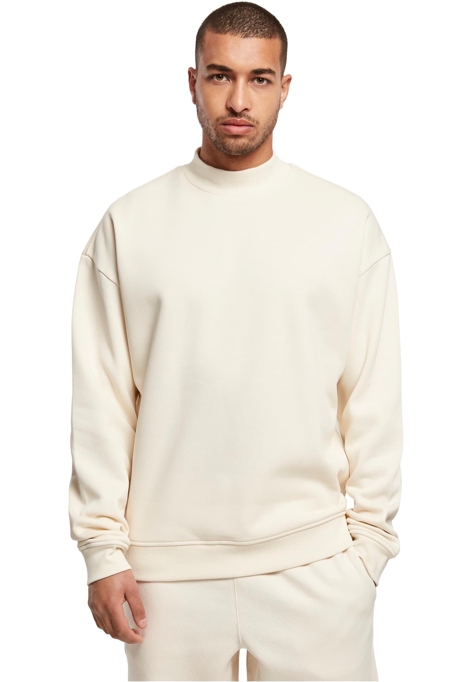 Urban Classics Men's Mock Neck Crew Sweatshirt, whitesand, L