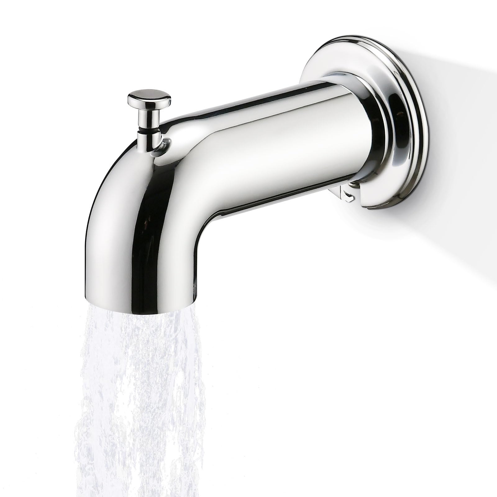 Sperwoesy Slip-On Tub Spout with Diverter Long for Bathtub Spout, Fit for 1/2 Inch Slip Pipe, Chrome