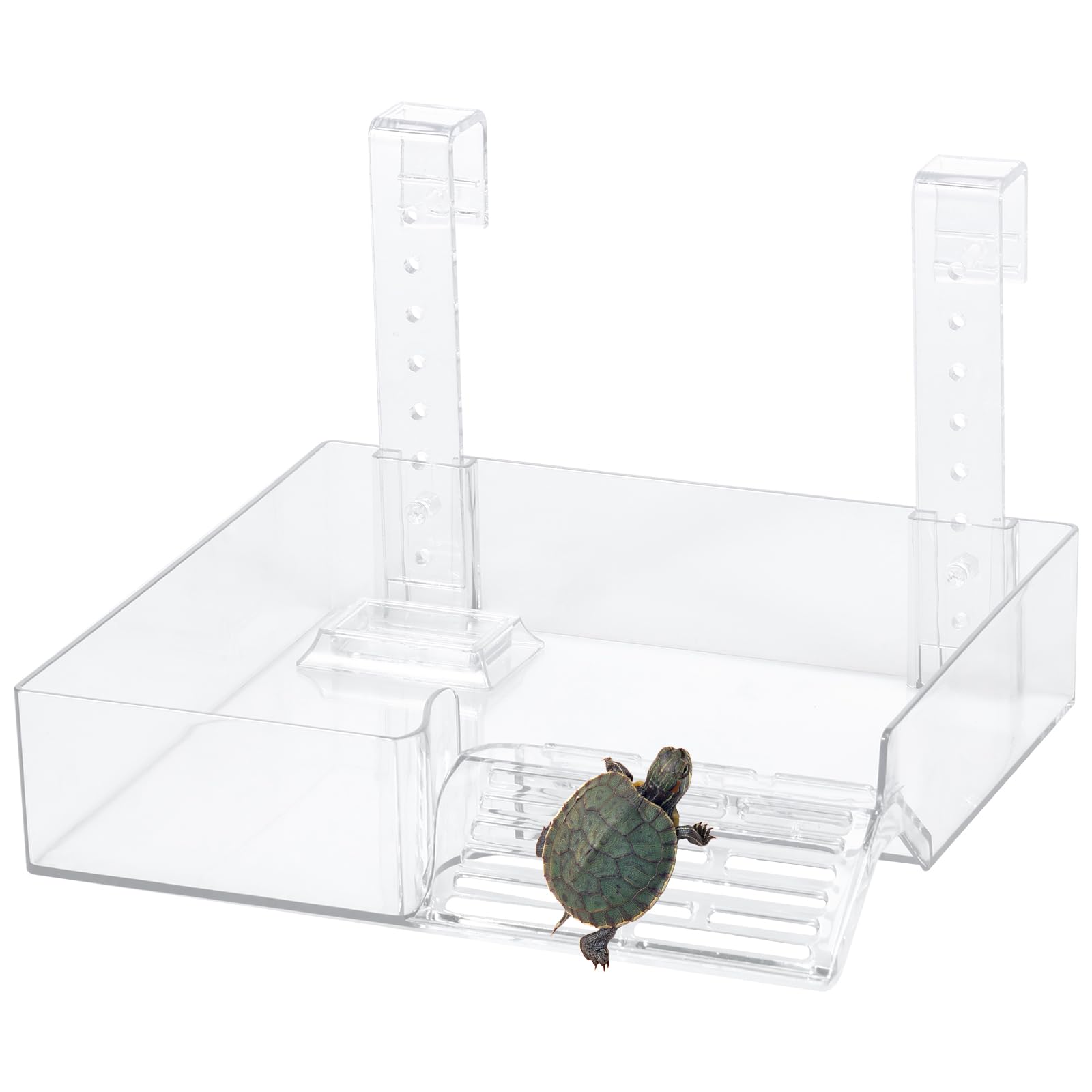Hanging Turtle Basking Platform for Aquatic Turtles, Floating Turtle Dock Height Adjustable Turtle Tank Platform 8.9×8.3×2.2 Inch Hanging Turtle
