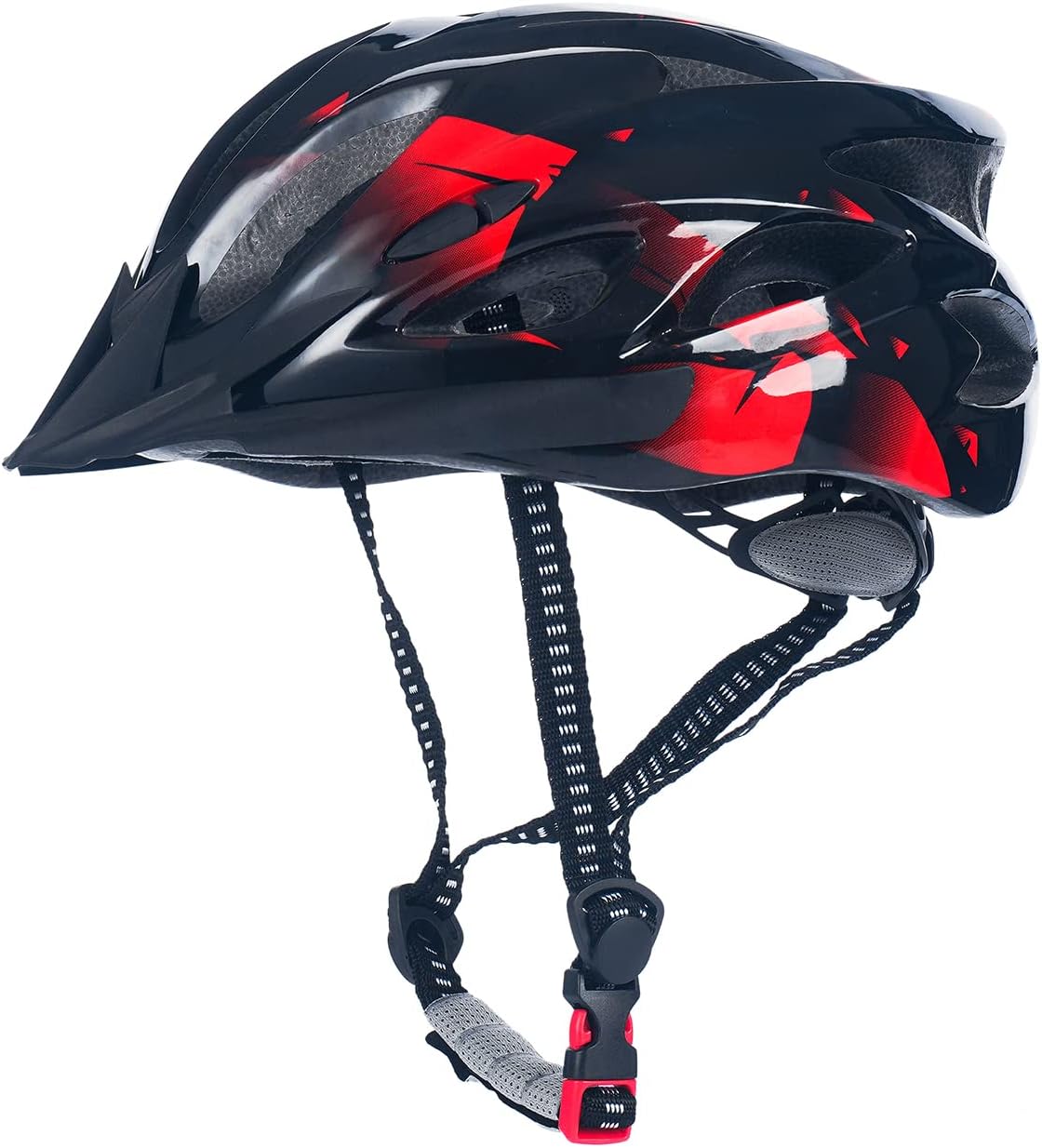 Adult Cycling Bike Helmet, Lightweight and Adjustable with Pads&Visor for Men and Women,Premium Quality Airflow Unisex Bike Helmet,Suggested Fit 57-62 cm (Black&Red)