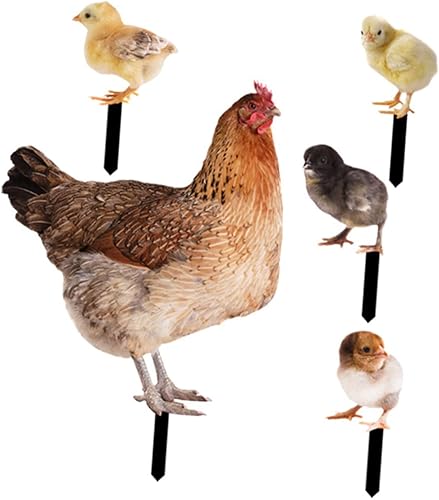 IMIKEYA 1 juego de enchufe de tierra de gallina pollito, decoración de metal, decoración al aire libre, decoración de puerta, estaca de jardín de