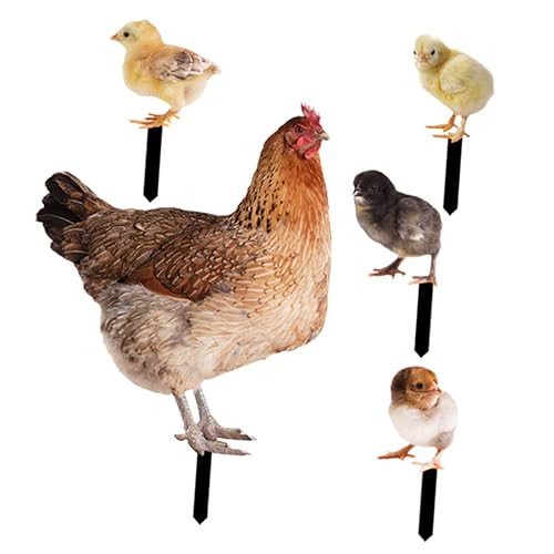 IMIKEYA 1 juego de enchufe de tierra de gallina pollito, decoración de metal, decoración al aire libre, decoración de puerta, estaca de jardín de