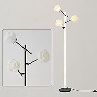 Vista 6 de Fiqevs Lámpara de pie de árbol para sala de estar, lámpara de pie de 3 cabezas con flores con pantalla ajustable, bombillas incluidas, lámpara