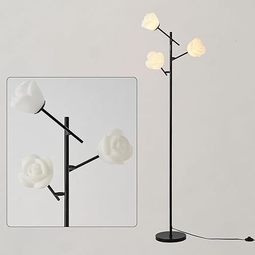 Miniatura 6 de Fiqevs Lámpara de pie de árbol para sala de estar, lámpara de pie de 3 cabezas con flores con pantalla ajustable, bombillas incluidas, lámpara de