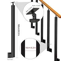 Vista 55 de 42/40/38/36/34in Square Stair Baluster Posts- 270° Adjustable Metal Railing Spindles with Flat Bracket Base and Screws Kits; Iron Posts are Suitable