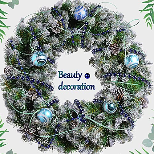 50 Feet Christmas Tree Beads Artificial Pearls Beads Garland Plastic Beads Roll For St. Patrick's Day Wedding Diy Decoration Supplies (Blue) #TOP1