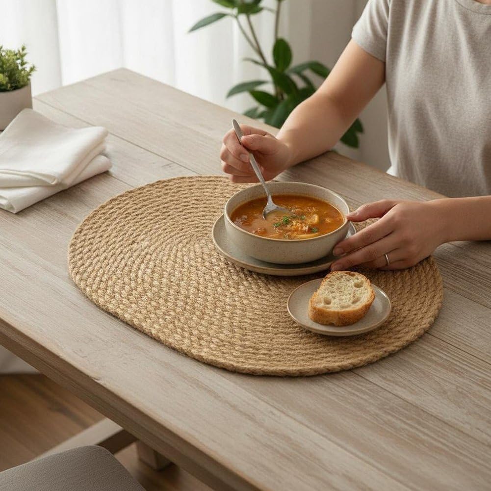 Set De Table en Résistant À Chaleur, Lot De 4 Dessous De Plat Tissés pour Décoration De Table À Manger De Cuisine.