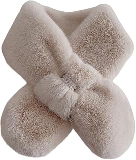 [Ekieta] モフモフ マフラー！リボン 付き★ネックウォーマー可愛い レディー（12*82CM ）ストールクロス ネック暖かい防寒保温ふんわり軽い【ラビットファー 風・肌ざわりが良い・小顔 】女子冷え対策秋冬通勤通学