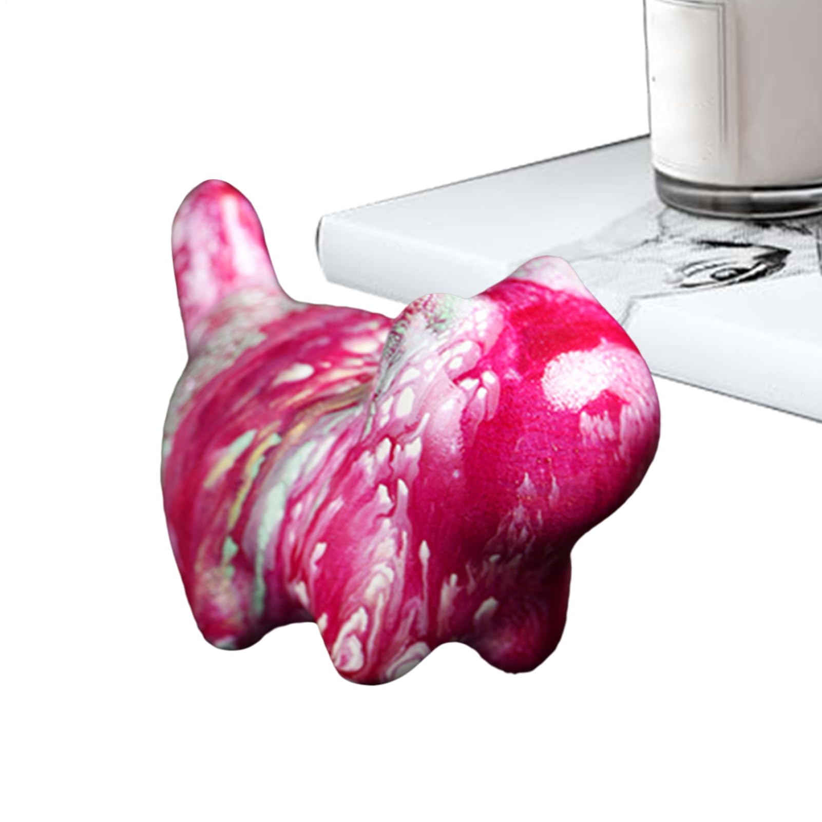 Cat Figurines - Wooden Cat Statue,Floating Paint Small Cute Art Crafts for Bookcase Collector Bedroom Bedside Workplace Desk