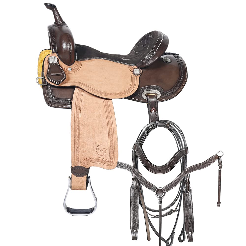 16 in Western Horse Barrel Racing Trail Saddle Tack Set American Leather