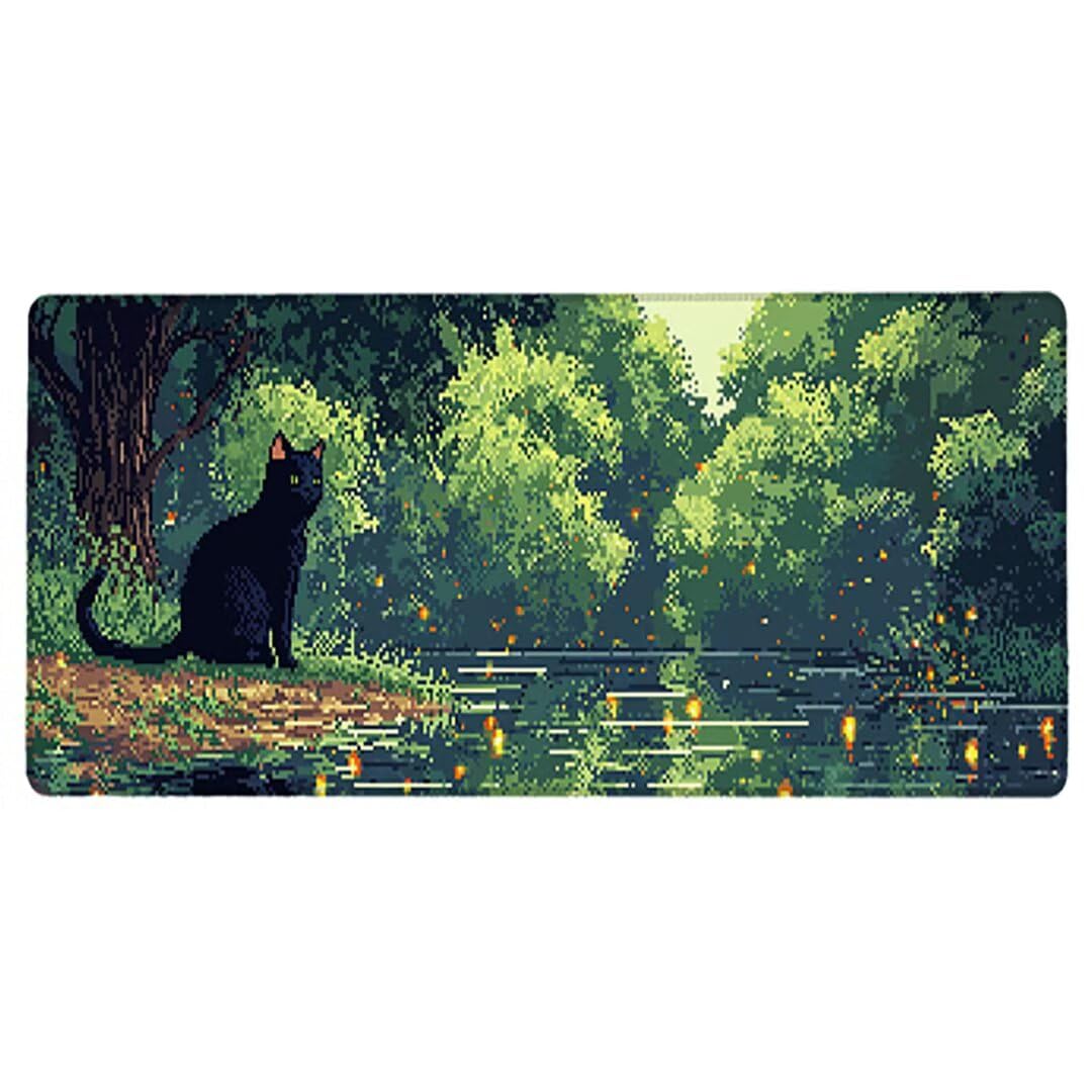 Podkładka pod mysz XXL Cat - 1600x800x3mm - Duża mata na biurko z przeszytymi krawędziami Wodoodporna antypoślizgowa do komputera, laptopa poprawia precyzję i szybkość. -36550