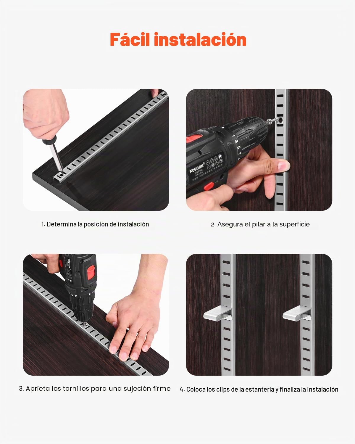 VEVOR 20 PCS Riel Horizontal para Estante de 1846 x 17 x 6,5 mm, Soportes Ajustables de Acero Inoxidable con 140 Tornillos Ideales para Estanterías de Pared, Armarios y Organización, Plata