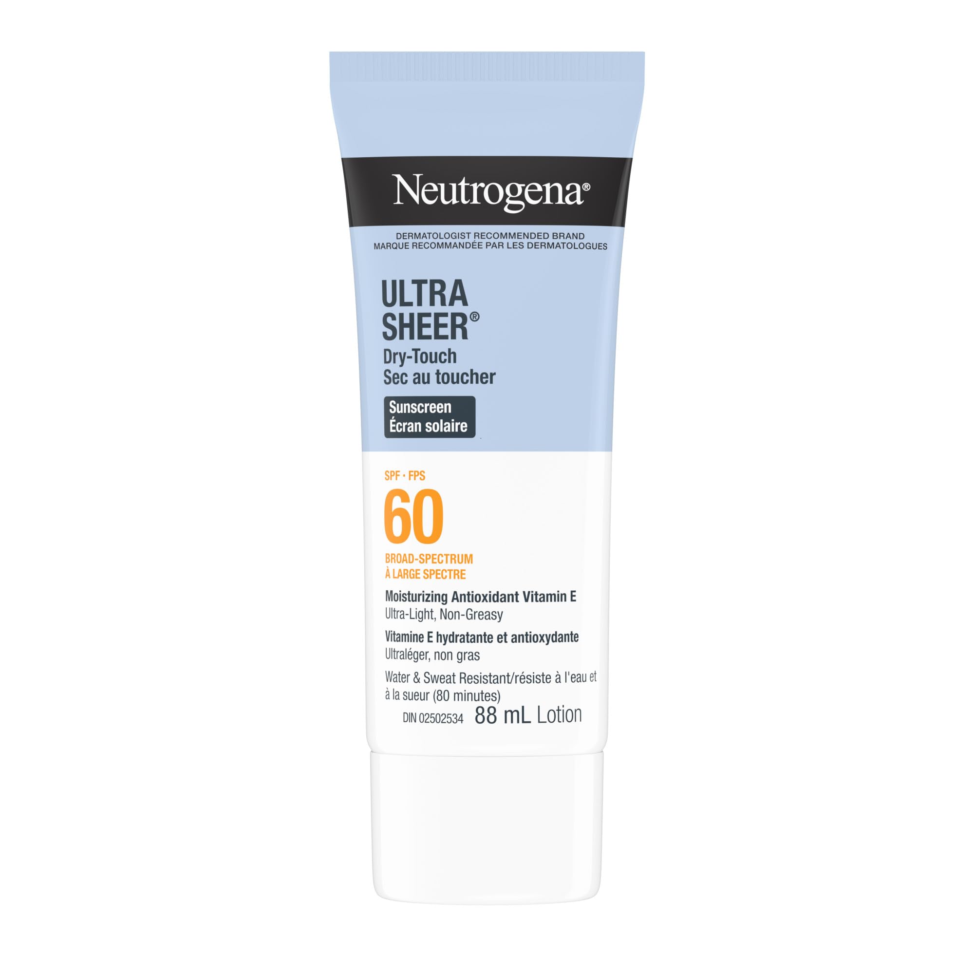 Neutrogena Ultra Sheer Dry-Touch Sunscreen Lotion, Broad Spectrum SPF 60 UVA/UVB Protection, Oxybenzone-Free, Light, Water Resistant, Non-Comedogenic & Non-Greasy, 88 mL (Twin Pack) - 4