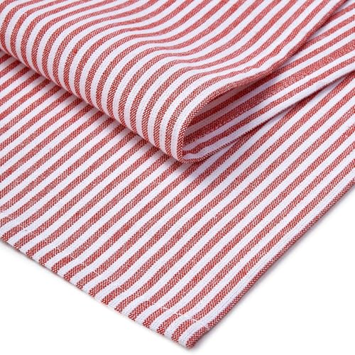 Image of Encasa XO Kitchen Towels Cotton Pack of 4 | 70x45 cm, Ticking Red - Dish Cloths | Highly Absorbent Cleaning & Wiping Cloths for Kitchen | Reusable Tea Towels