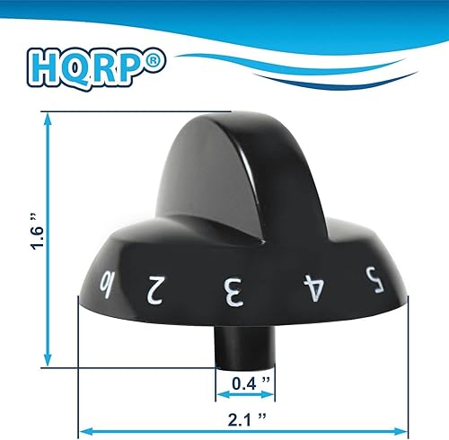 Miniatura 10 de HQRP Paquete de 4 pomos para válvula de estufa de gas de quemador superior compatibles con Frigidaire, Crosley, Tappan 316220009, 1379610,