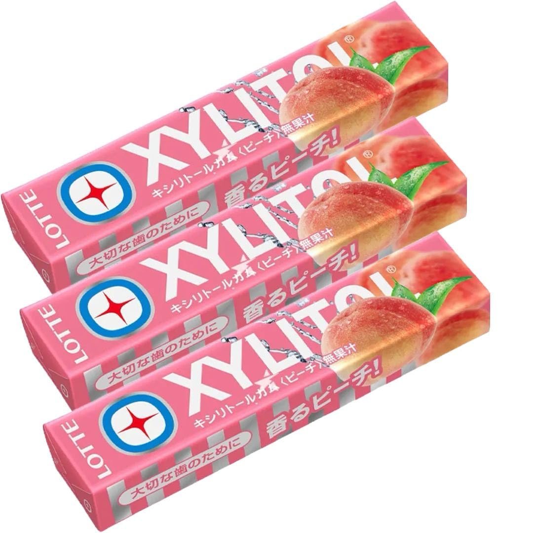 LOTTE XYLITOL Japanese Chewing Gum Peach Flavour (Pack of 3)