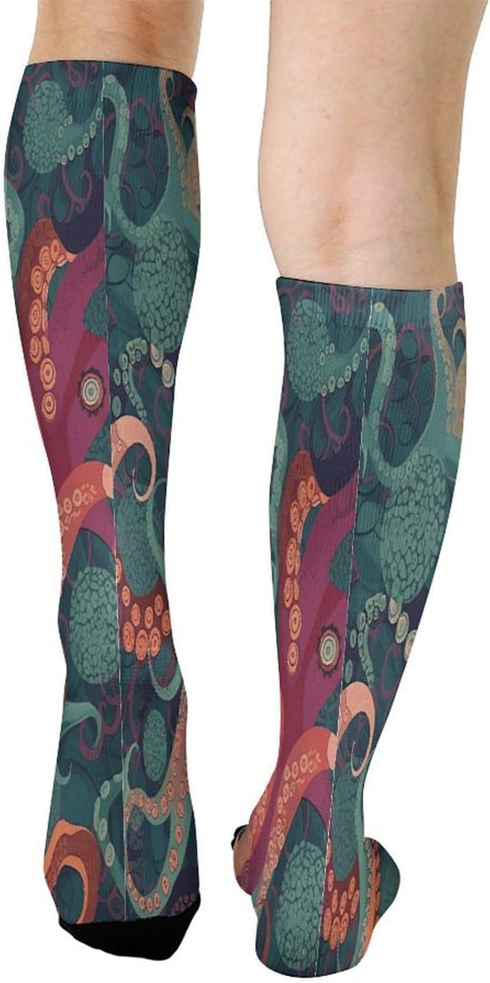 Abstract Octopus Compression Sock Circulation Support Socks Lightweight Knee High Tube Sock Over-The-Calf Sock for Adult