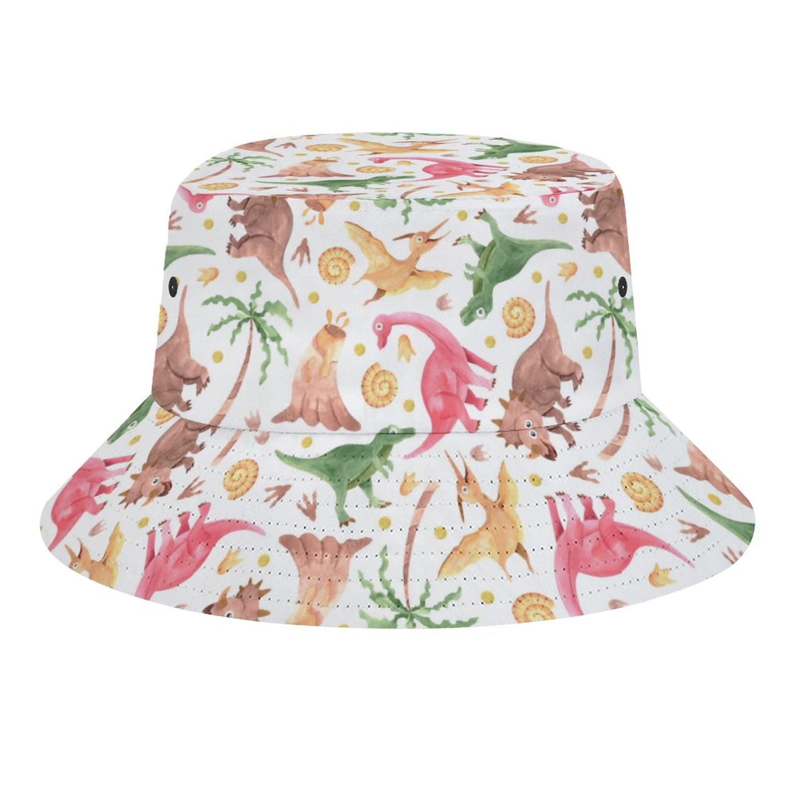 Peiyeety Unisex As Pic Cute Dinosaur Bucket Hat Beach Fisherman Hats Adult Sun Hats Fun Bucket Hat Summer Hat Breathable Packable Boonie Cap