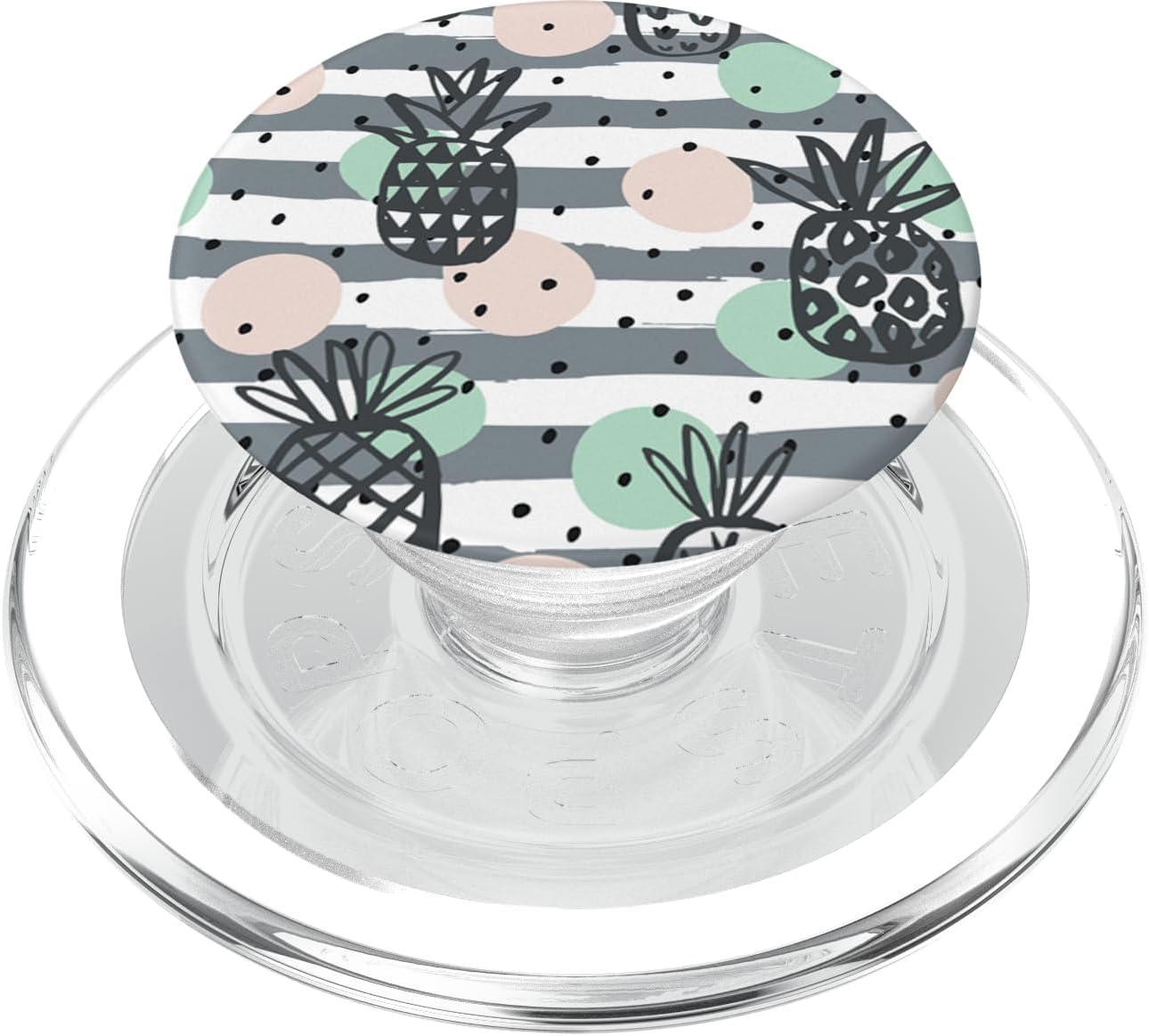 Sassy Southern Charm & Grace Cute Unique Trendy & Modern Pineapple Pattern on Black for Wireless Pho PopSockets PopGrip for MagSafe