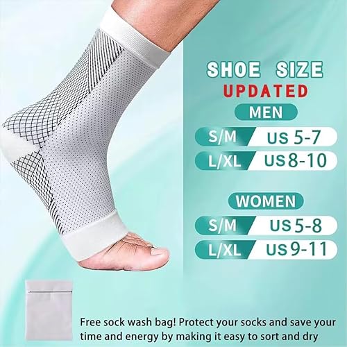 Miniatura 5 de 2 pares de calcetines de neuropatía mejorados, calcetines de compresión de 20-30mmHg para hombres y mujeres, calcetines de fascitis plantar para